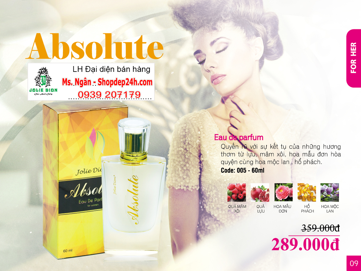 [Jolie Dion] Nước hoa nữ Absolute for women EDP 60ml